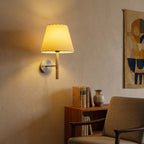 Tapered Wall Sconce, Steel Frame & Wood Accent