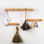 Stylish Wooden Wall Hooks with Brass Accents – Coat Hooks for Wall, Space-Saving Organizer