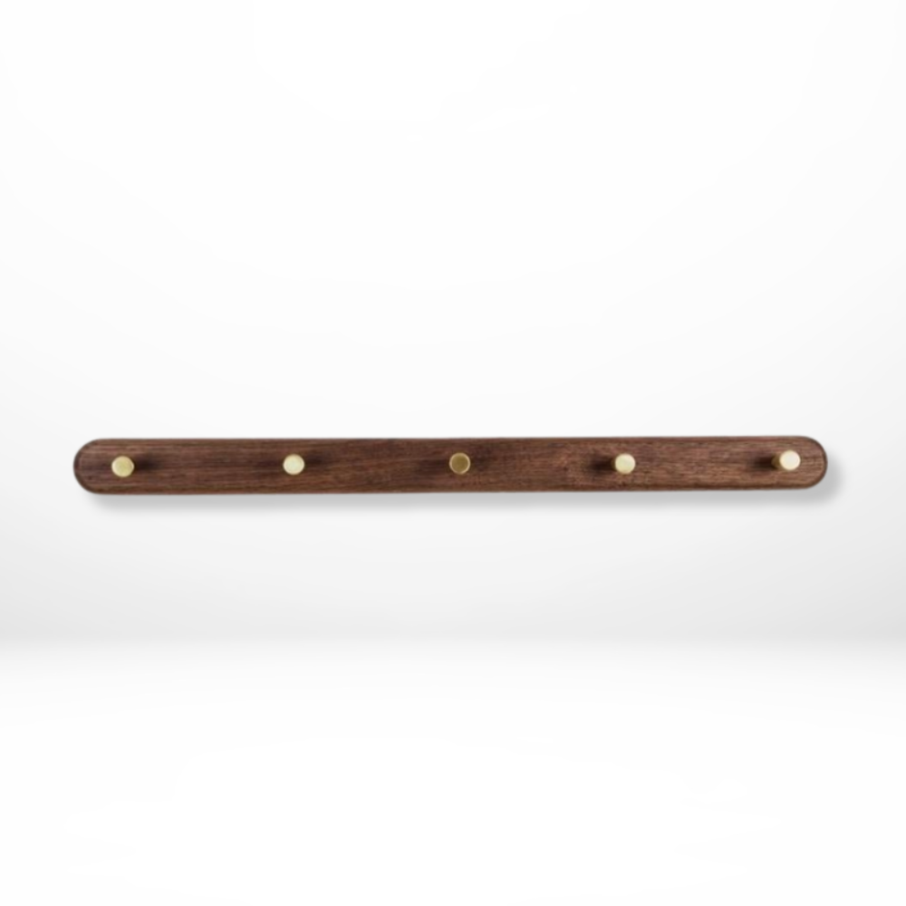 Stylish Wooden Wall Hooks with Brass Accents – Coat Hooks for Wall, Space-Saving Organizer