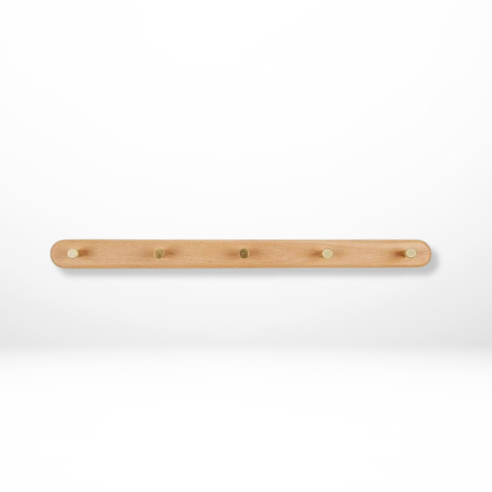 Stylish Wooden Wall Hooks with Brass Accents – Coat Hooks for Wall, Space-Saving Organizer