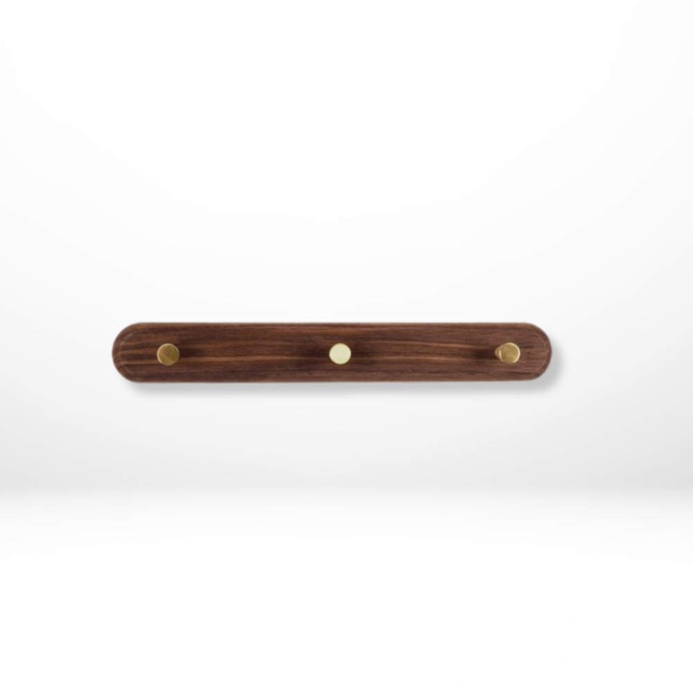 Stylish Wooden Wall Hooks with Brass Accents – Coat Hooks for Wall, Space-Saving Organizer