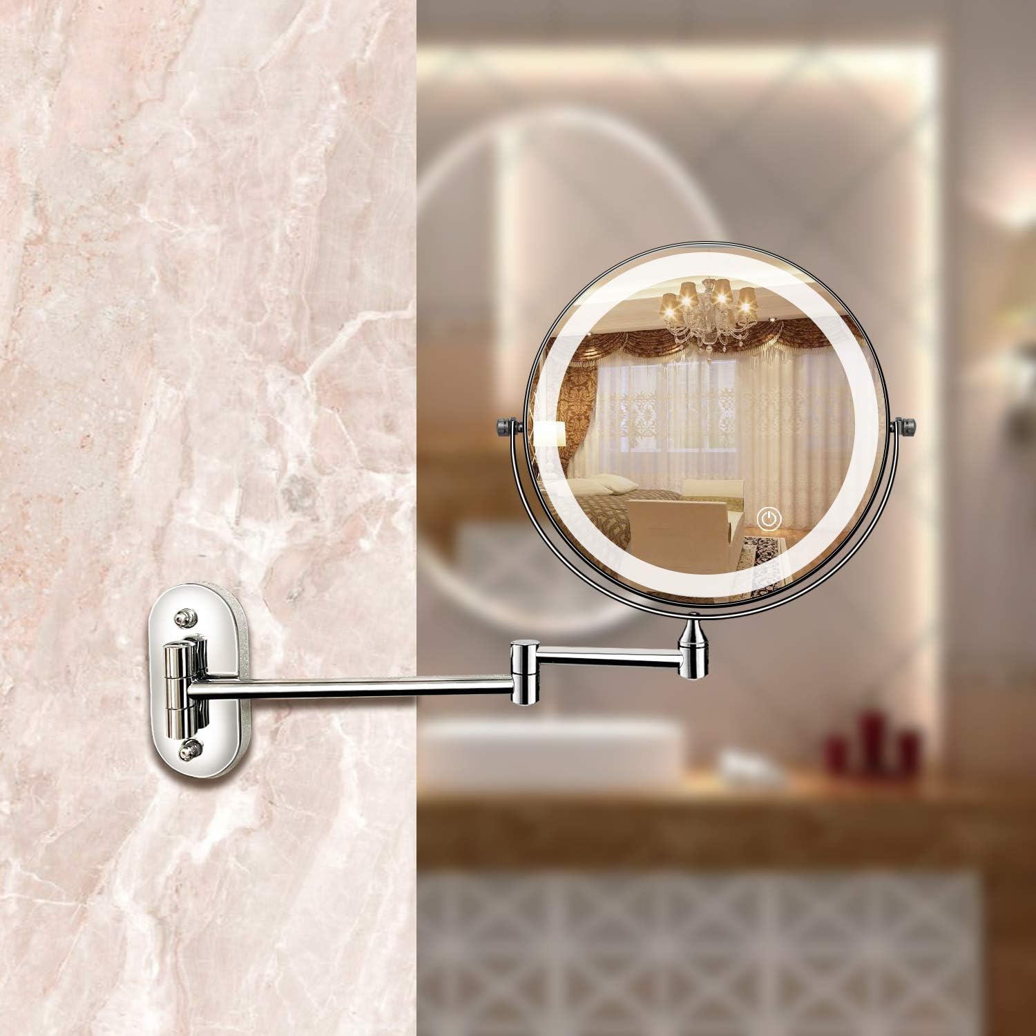 MirrorShine: LED Makeup Mirror with Magnification & Rechargeable Lighting