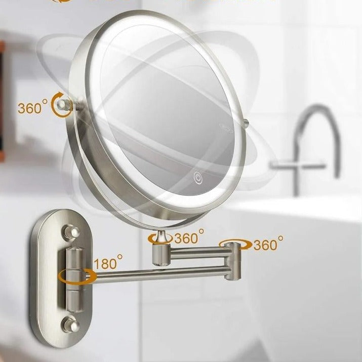 MirrorShine: LED Makeup Mirror with Magnification & Rechargeable Lighting