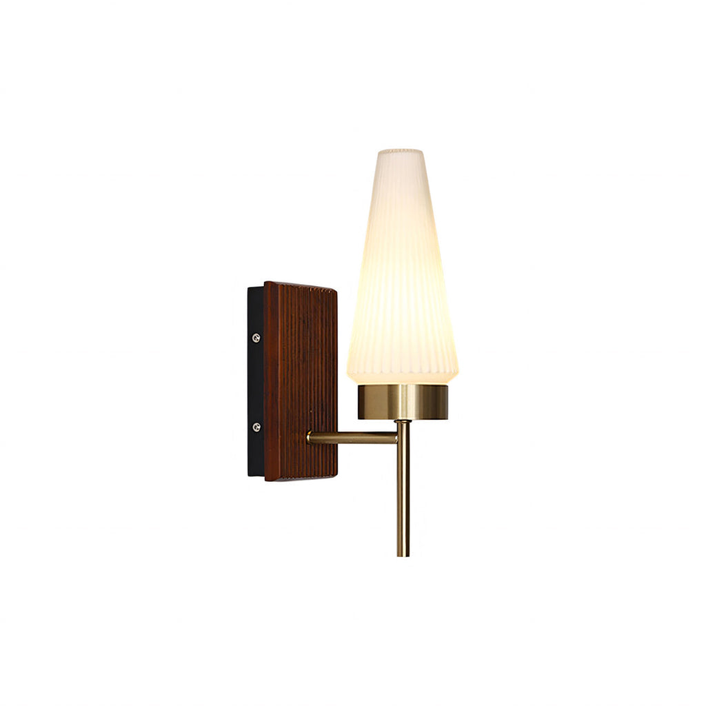 Mid-Century Wood & Glass Wall Lamp