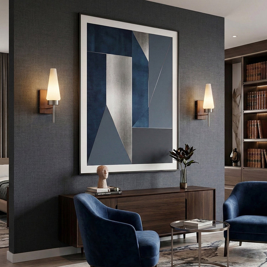 Mid-Century Wood & Glass Wall Lamp