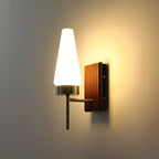 Mid-Century Wood & Glass Wall Lamp