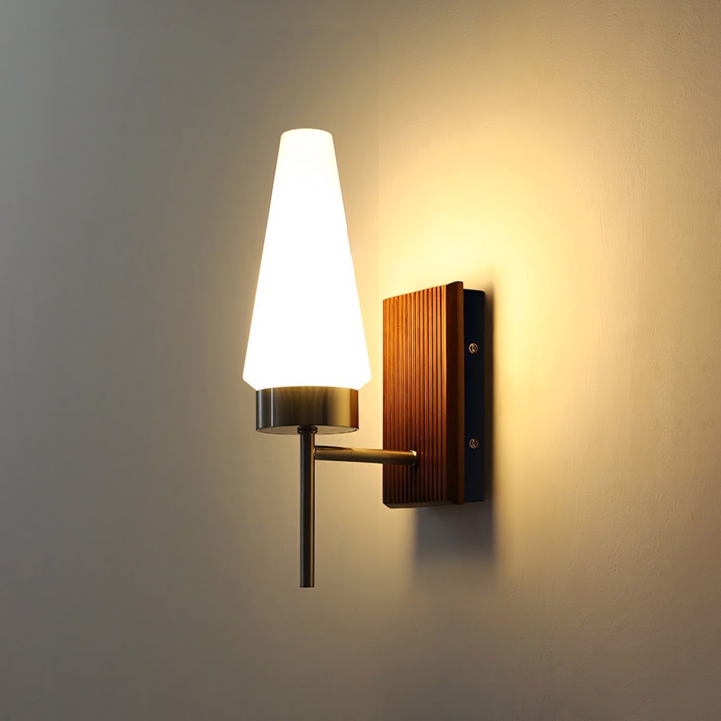 Mid-Century Wood & Glass Wall Lamp
