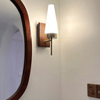 Mid-Century Wood & Glass Wall Lamp