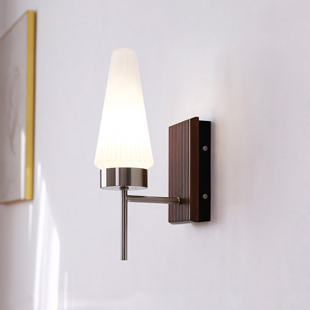 Mid-Century Wood & Glass Wall Lamp