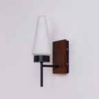Mid-Century Wood & Glass Wall Lamp