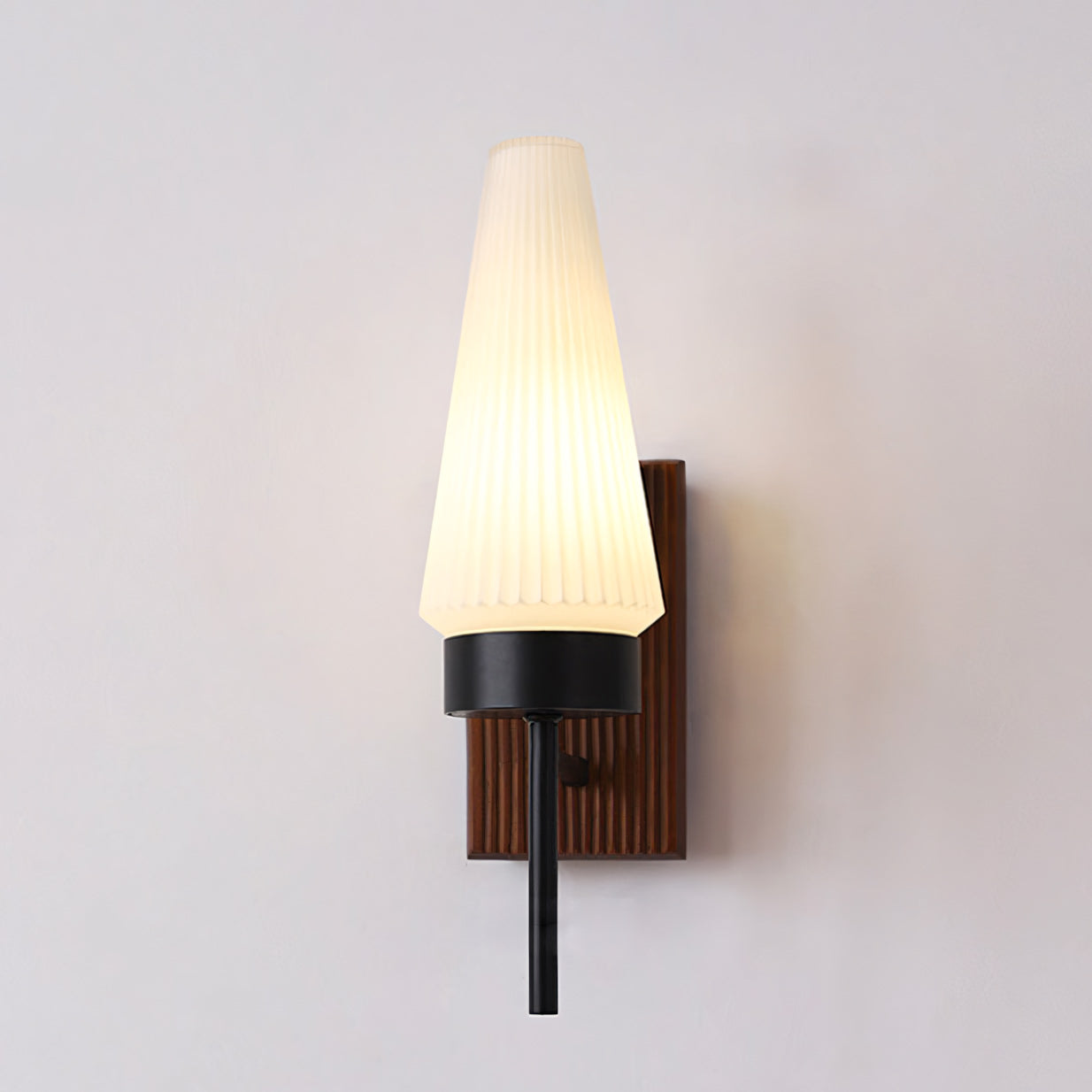 Mid-Century Wood & Glass Wall Lamp