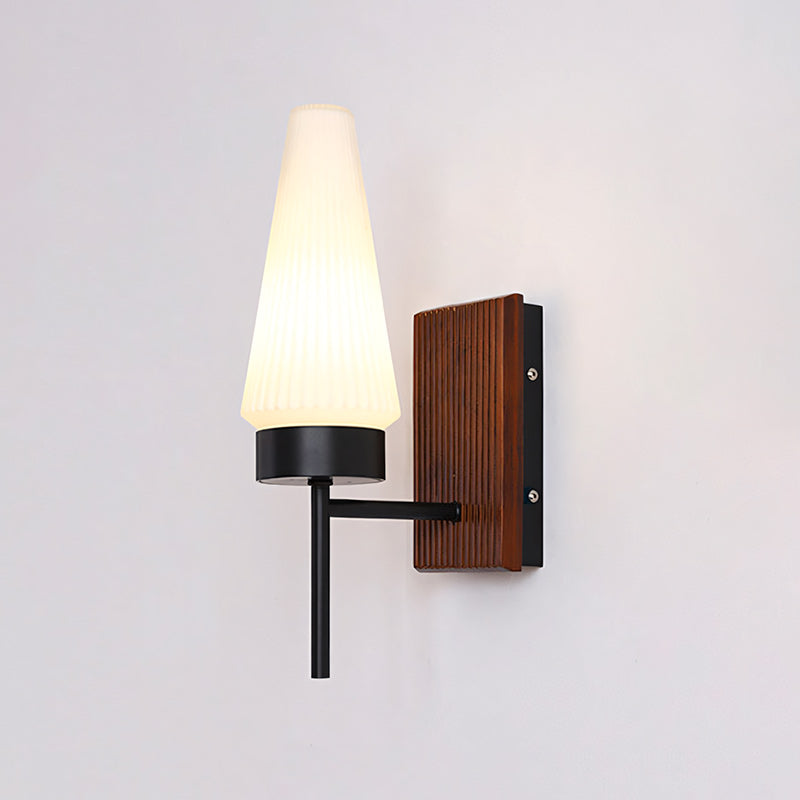 Mid-Century Wood & Glass Wall Lamp