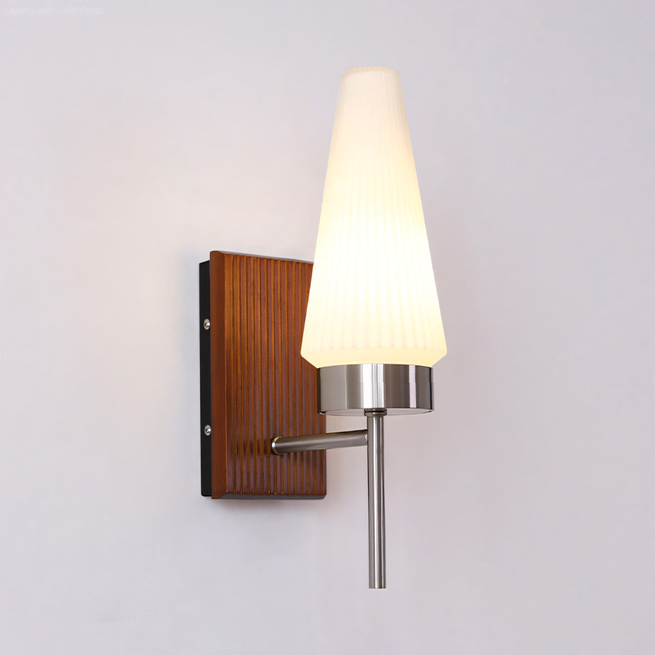 Mid-Century Wood & Glass Wall Lamp