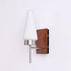 Mid-Century Wood & Glass Wall Lamp