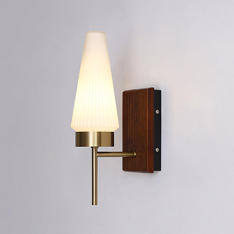 Mid-Century Wood & Glass Wall Lamp