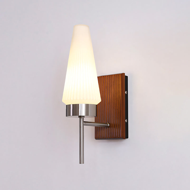 Mid-Century Wood & Glass Wall Lamp