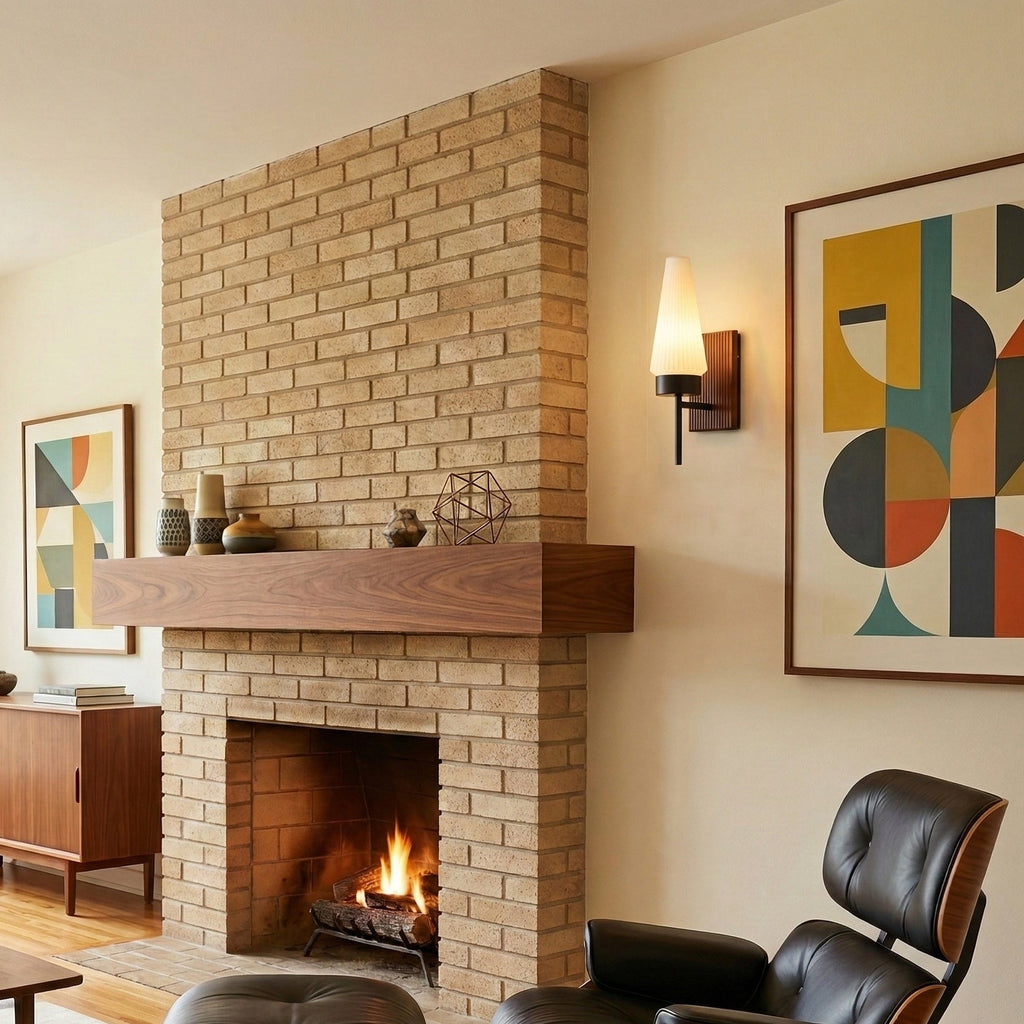 Mid-Century Wood & Glass Wall Lamp