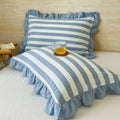 SpitzeLuxe: Pillowcase with Ruffles & Lace in Classic Stripe Look – Elegant & Durable (Set of 2)