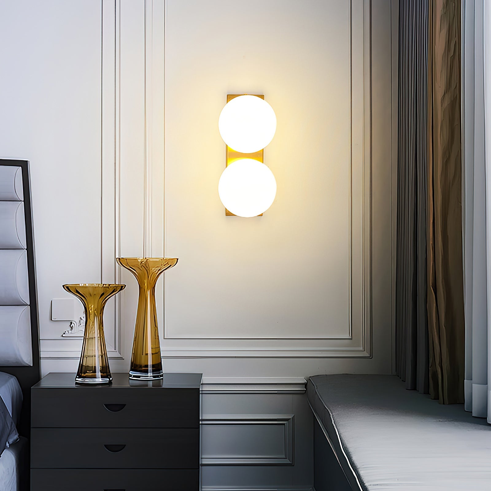 Frosted Glass Ball Wall Sconce, 1 or 2 Heads