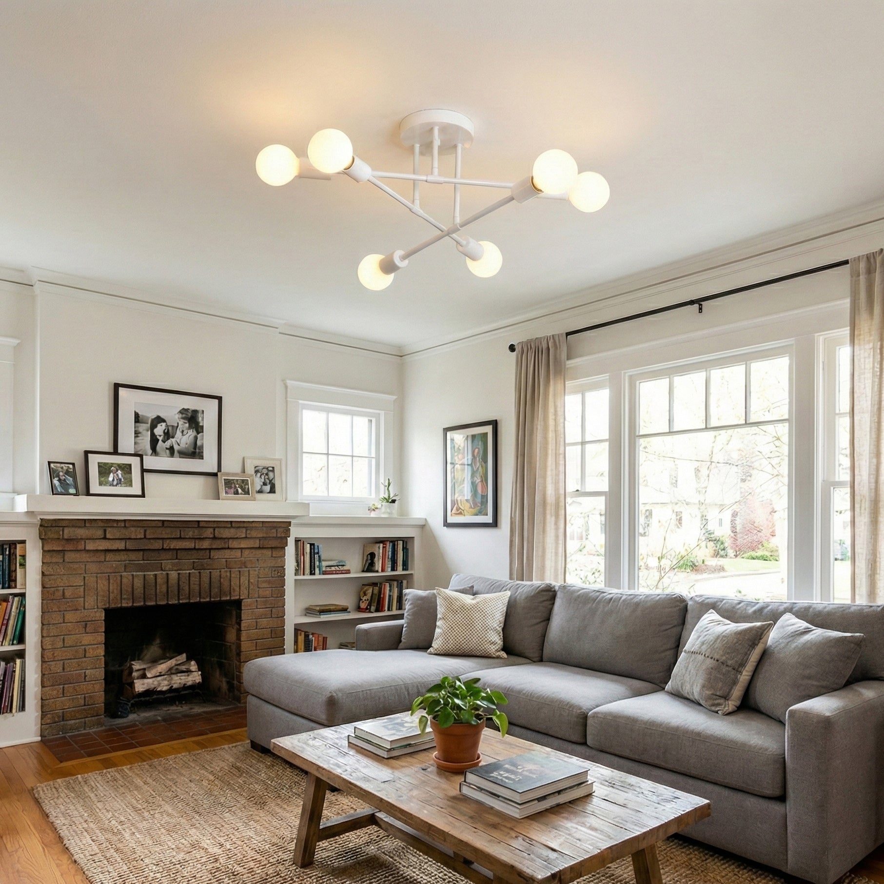 Mid-Century Sputnik Semi-Flush Ceiling Lamp