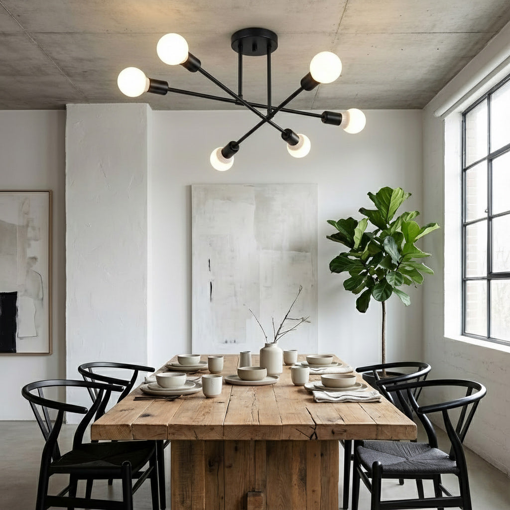 Mid-Century Sputnik Semi-Flush Ceiling Lamp