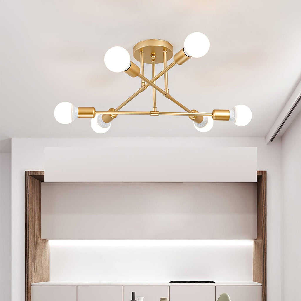 Mid-Century Sputnik Semi-Flush Ceiling Lamp