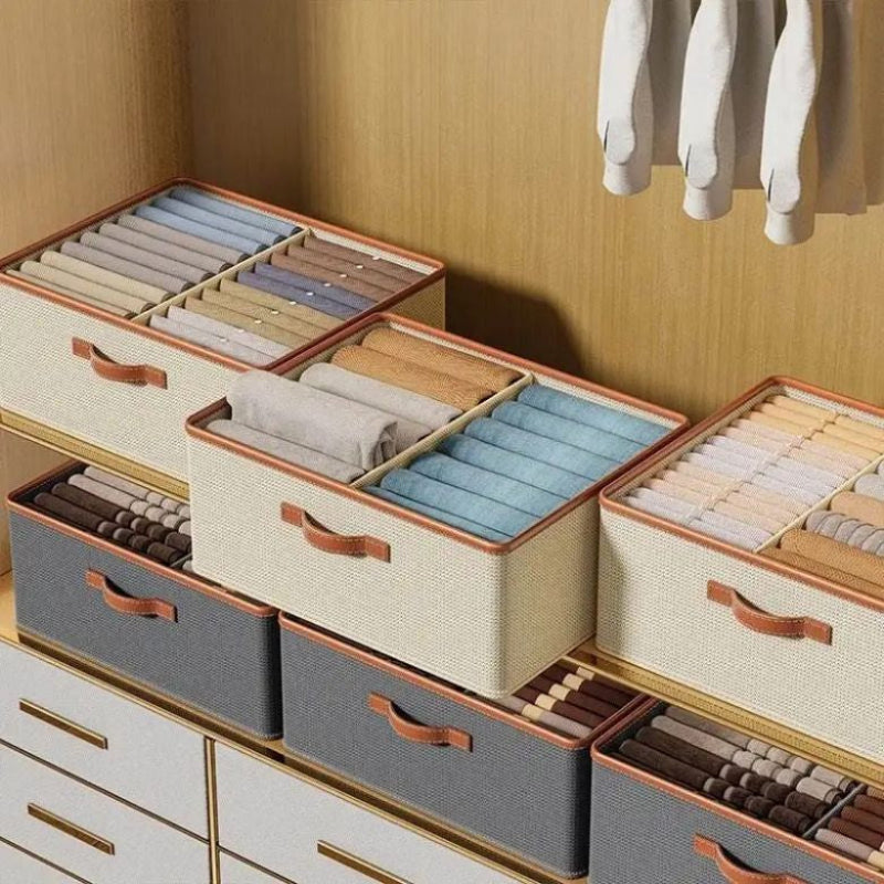 Stackable Storage Bin with Dividers for Closet Organization – Foldable Fabric Storage Container for Clothes and Accessories