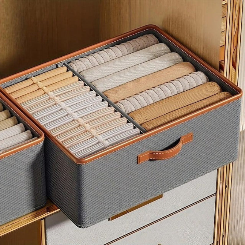 Stackable Storage Bin with Dividers for Closet Organization – Foldable Fabric Storage Container for Clothes and Accessories