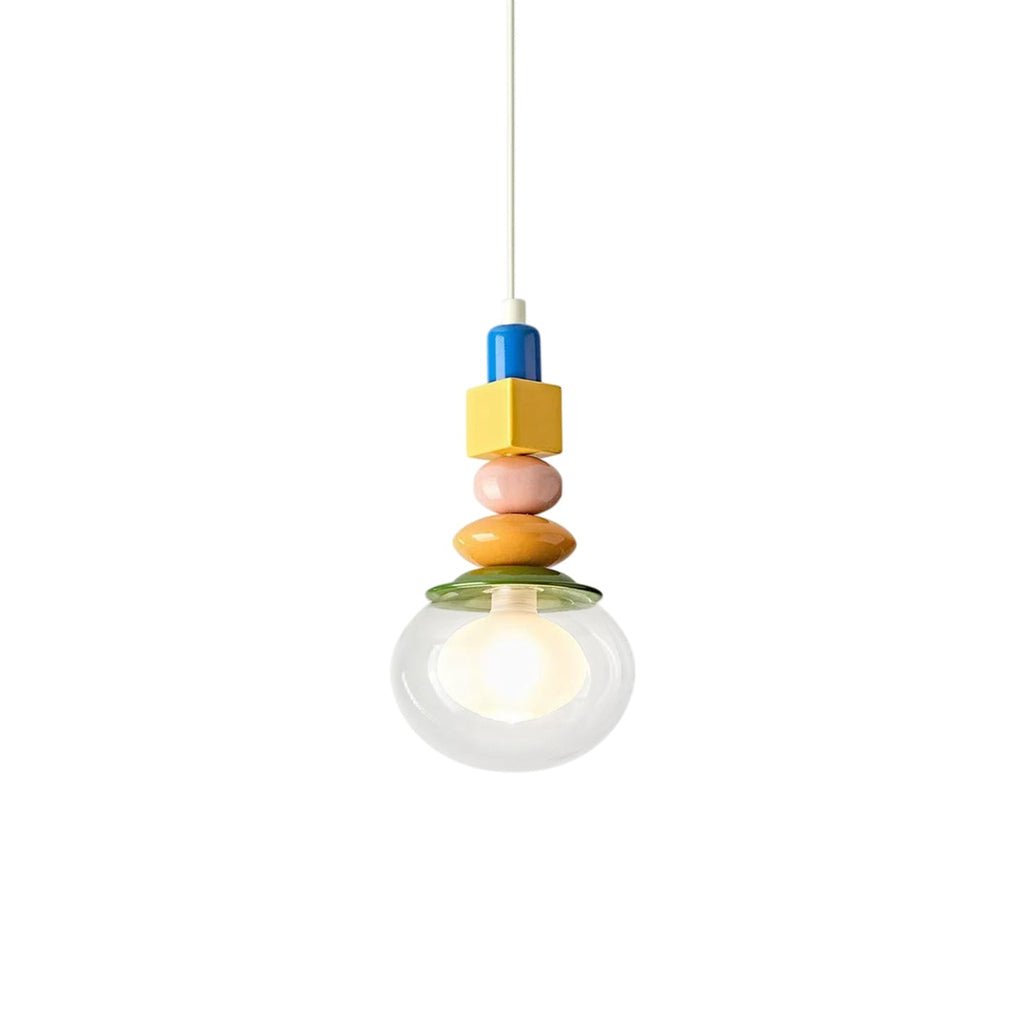 Stacked Geometric Glass Pendant Light, Colorful