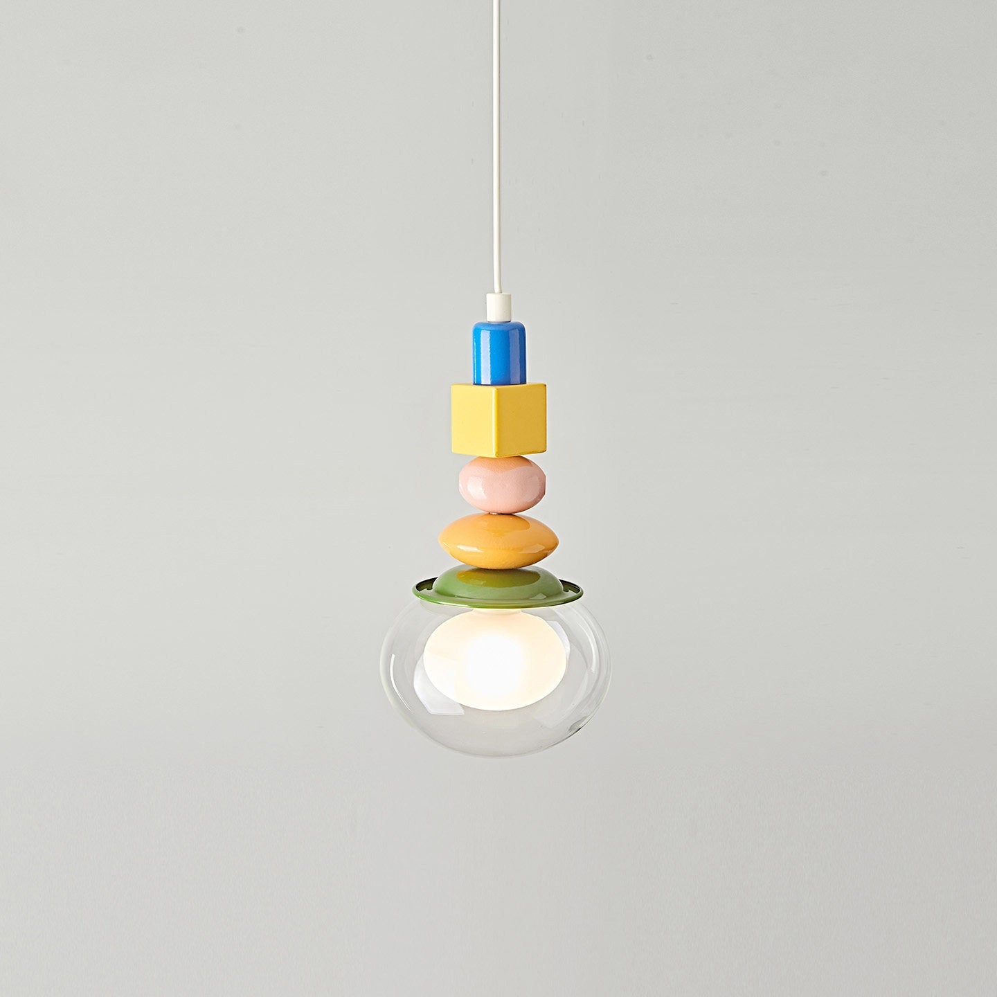 Stacked Geometric Glass Pendant Light, Colorful