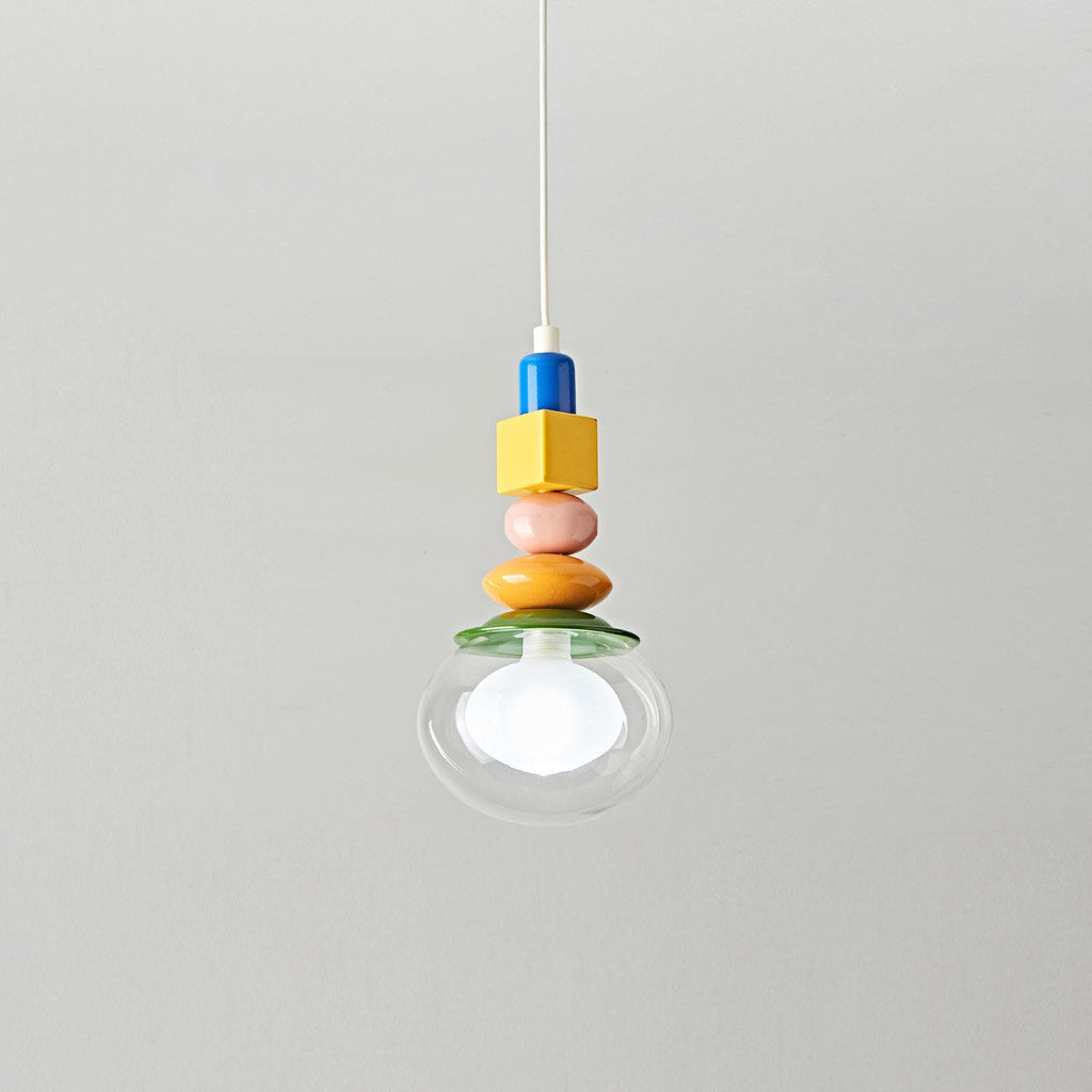 Stacked Geometric Glass Pendant Light, Colorful
