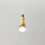 Stacked Geometric Glass Pendant Light, Colorful
