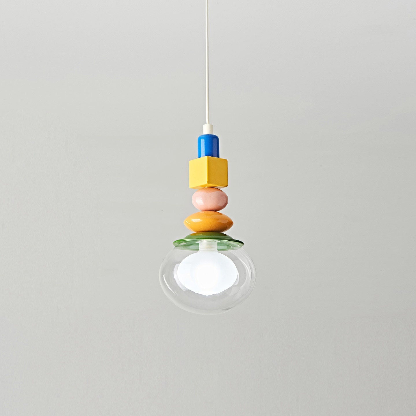 Stacked Geometric Glass Pendant Light, Colorful