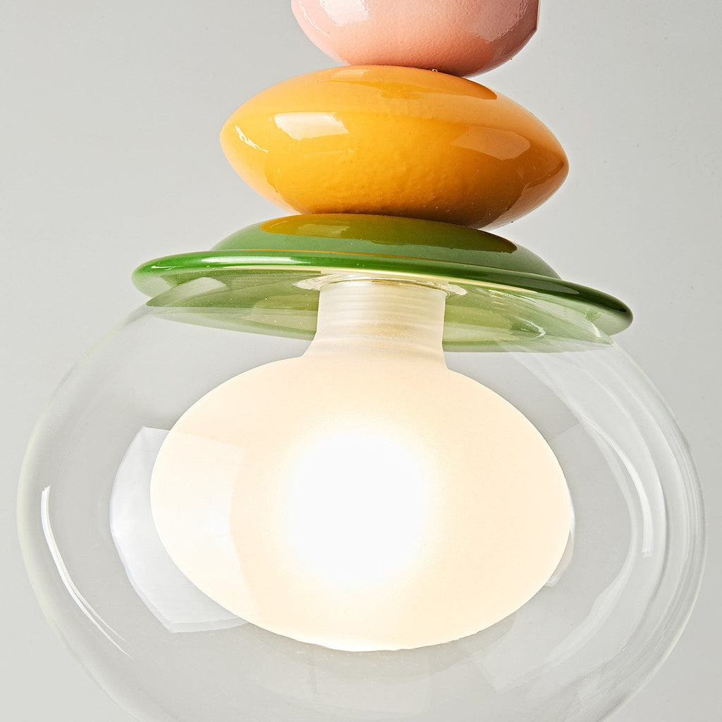 Stacked Geometric Glass Pendant Light, Colorful
