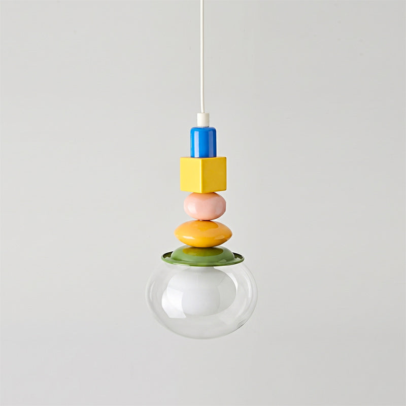 Stacked Geometric Glass Pendant Light, Colorful
