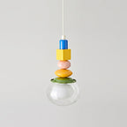 Stacked Geometric Glass Pendant Light, Colorful