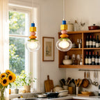 Stacked Geometric Glass Pendant Light, Colorful