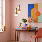Stacked Geometric Glass Pendant Light, Colorful