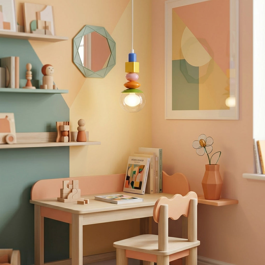 Stacked Geometric Glass Pendant Light, Colorful