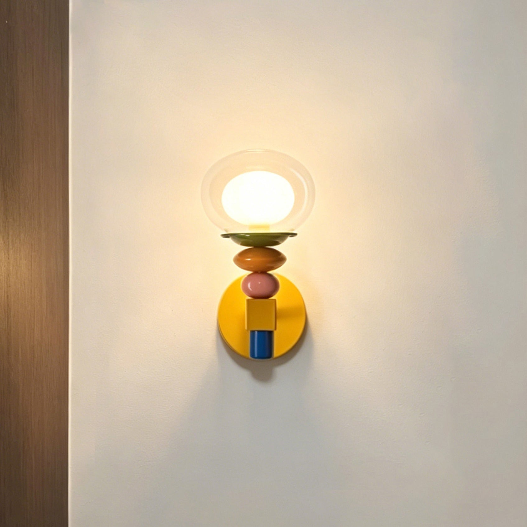 Stacked Geometric Glass Wall Sconce, Colorful