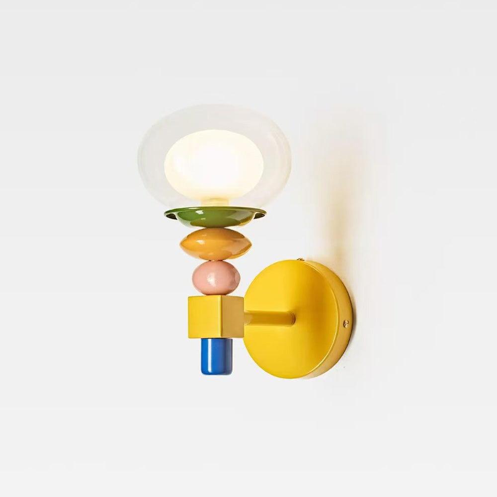 Stacked Geometric Glass Wall Sconce, Colorful