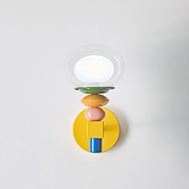 Stacked Geometric Glass Wall Sconce, Colorful