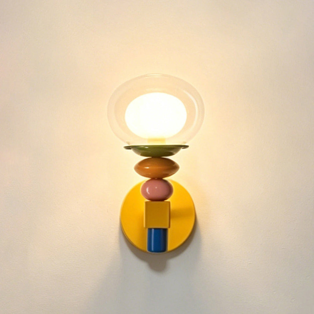Stacked Geometric Glass Wall Sconce, Colorful