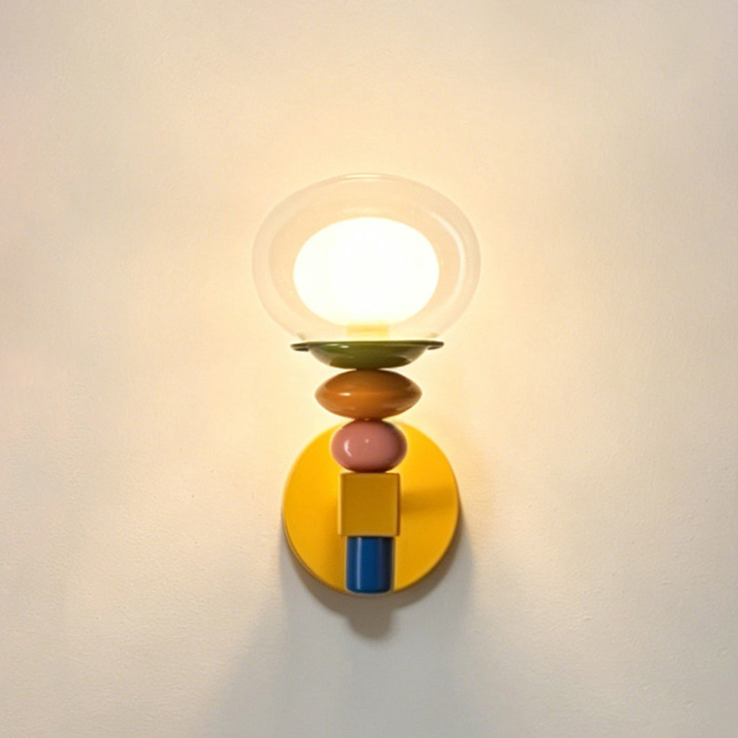 Stacked Geometric Glass Wall Sconce, Colorful