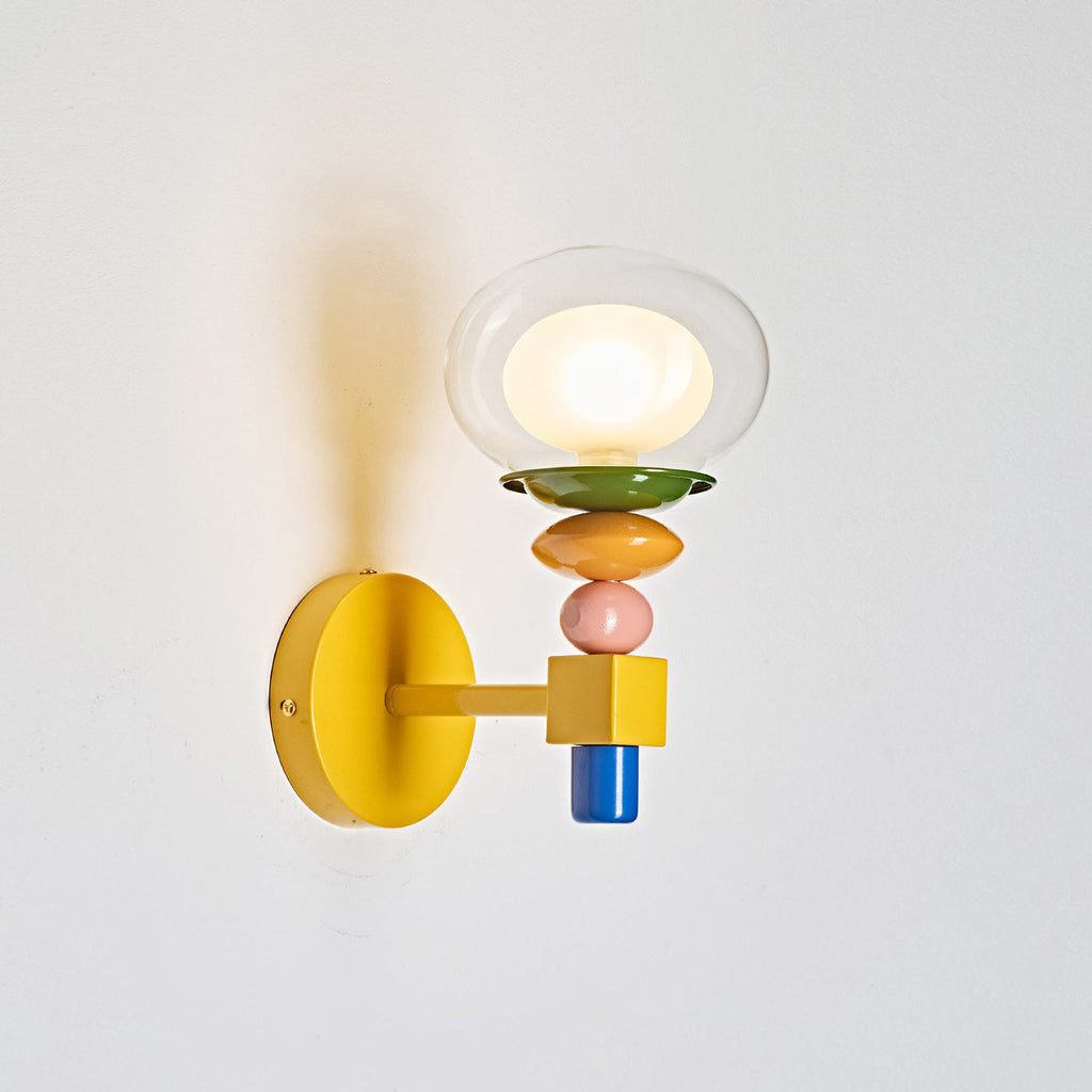 Stacked Geometric Glass Wall Sconce, Colorful