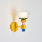 Stacked Geometric Glass Wall Sconce, Colorful