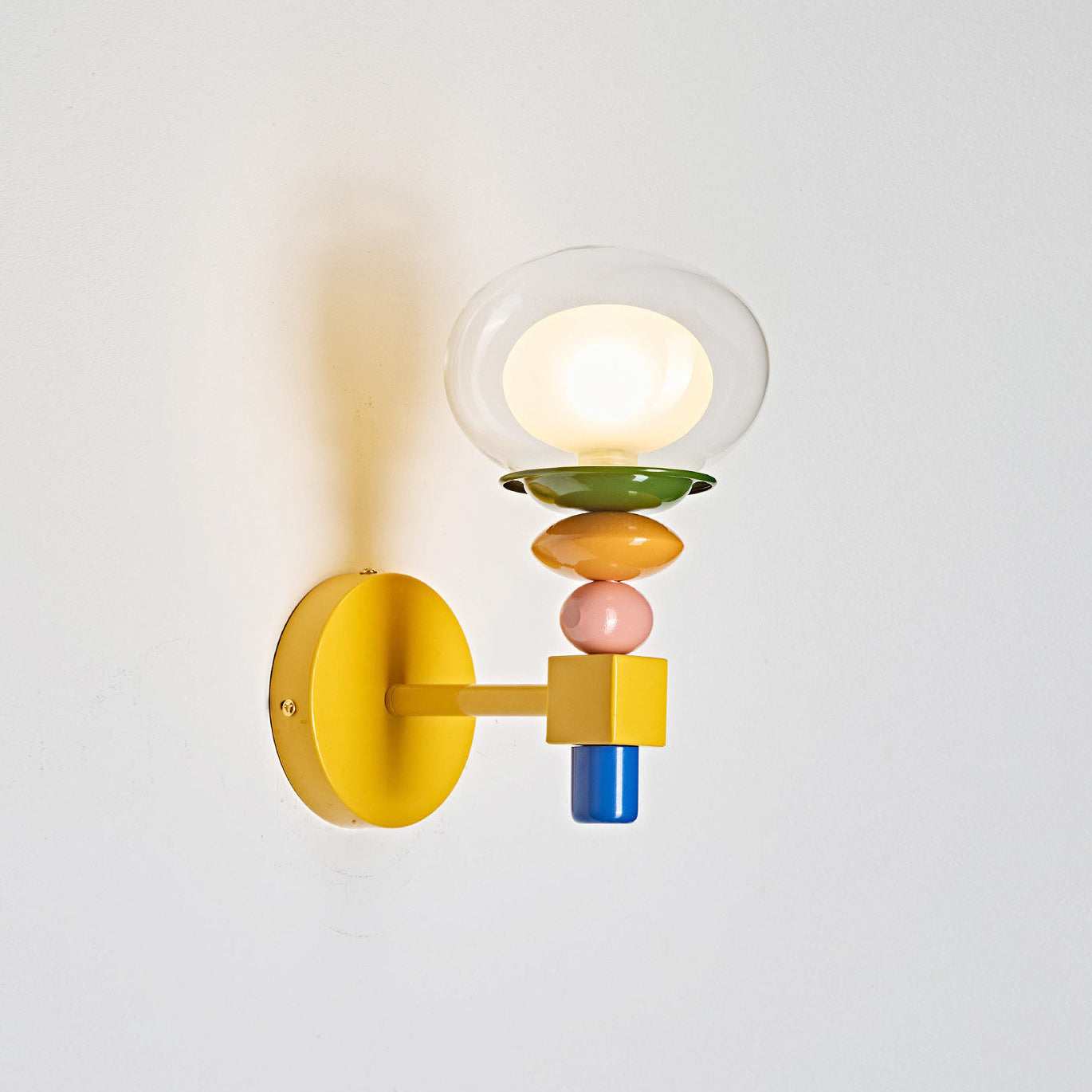 Stacked Geometric Glass Wall Sconce, Colorful
