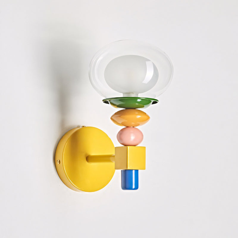 Stacked Geometric Glass Wall Sconce, Colorful