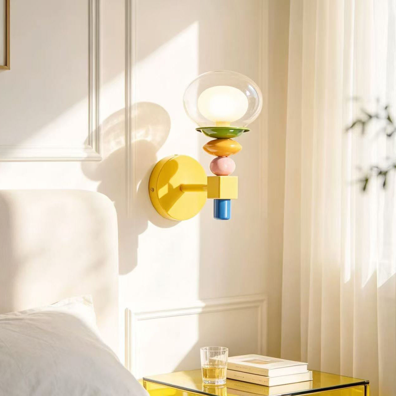Stacked Geometric Glass Wall Sconce, Colorful