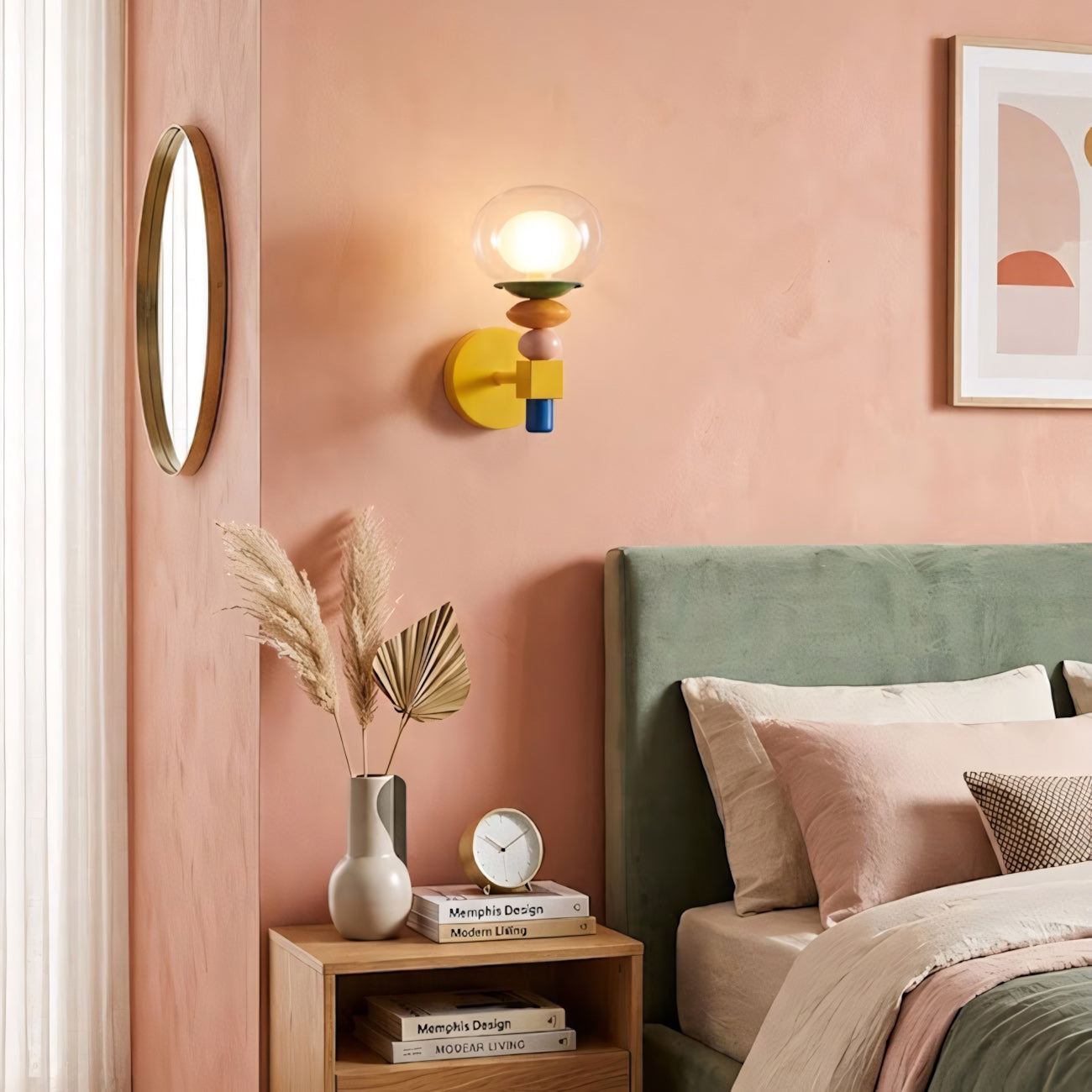 Stacked Geometric Glass Wall Sconce, Colorful